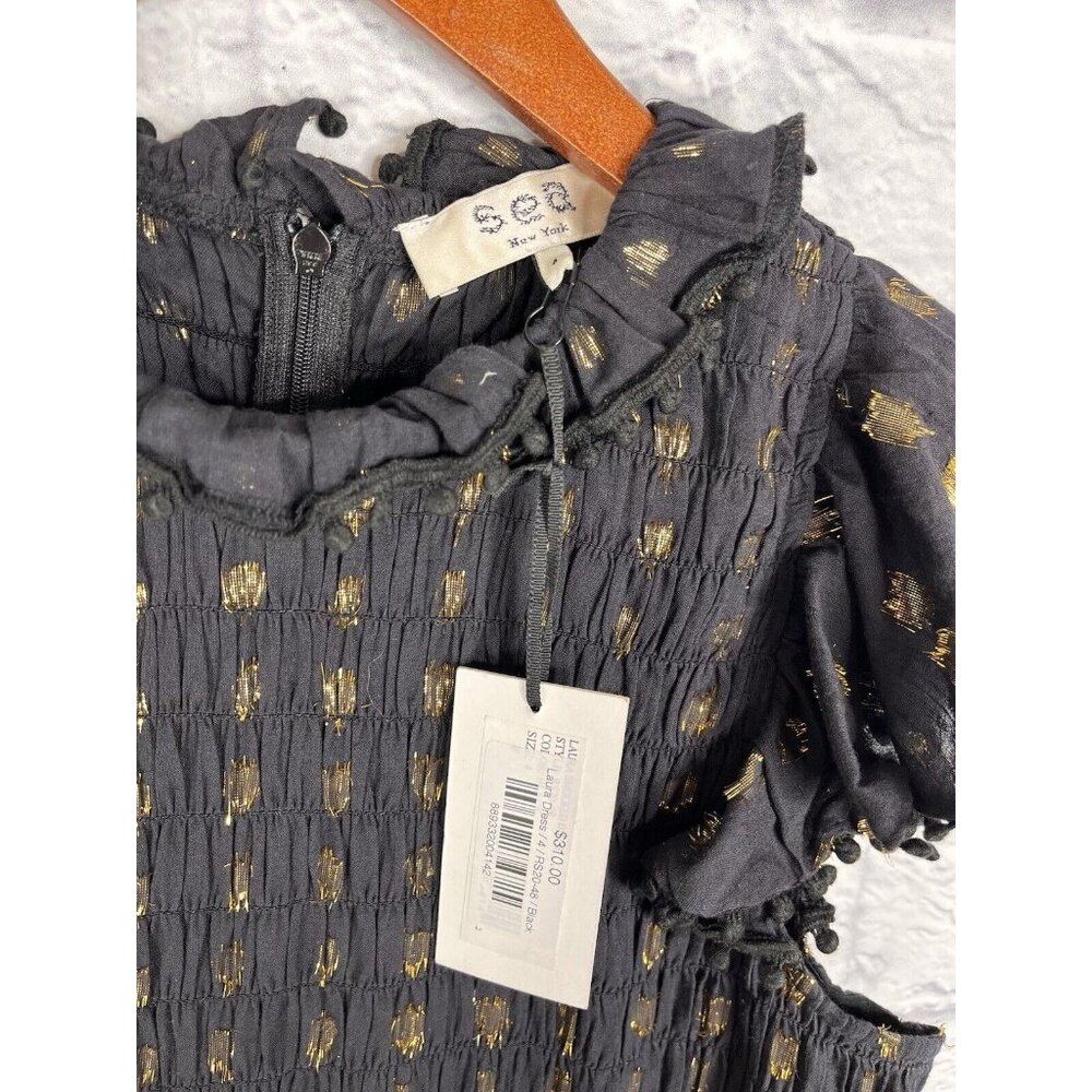 SEA NEW YORK Women's Black Gold Fleck Laura Cap Sleeve Dress NWT Size 4 - Picture 3 of 6